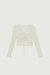 Cropped long sleeve top with cutout drawstring detail in cream — main image