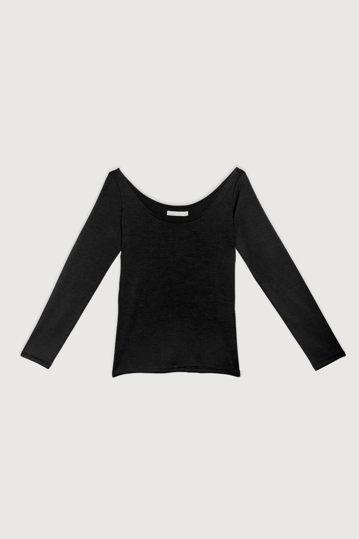 SCOOP NECK TOP in Black — alternate angle