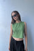 High neck cropped tank in dark ivy — main image