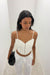 Ponte knit corset tank in cream — main image