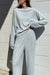 Pleated flowy top in misty blue — main image