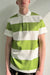 Polo t-shirt in coconut milk green grass stripe — main image
