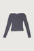 Scoop neck long sleeve top in shadow grey — main image