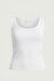 Ribbed scooped neck tank in white — main image