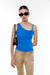 One shoulder tank with thin strap in cobalt blue — main image