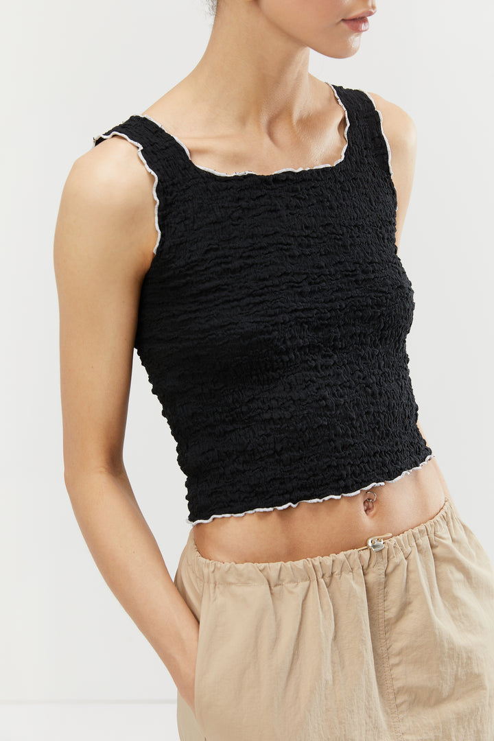 CONTRAST TRIM TANK in Black — alternate angle