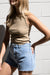 Cropped racerback tank in dark beige — main image