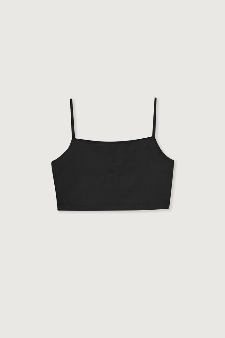 CROPPED PONTE KNIT TANK in Black — alternate angle