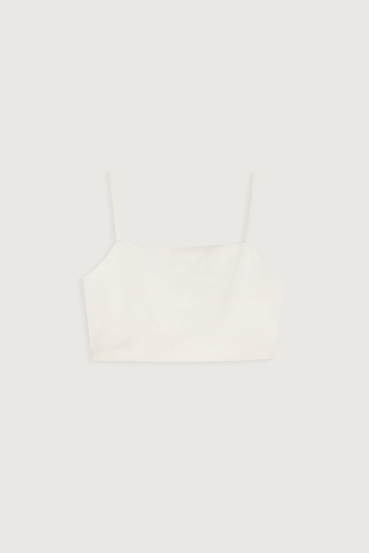 CROPPED PONTE KNIT TANK in Cream — alternate angle
