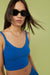 Rib-knit cropped tank top in classic blue — main image