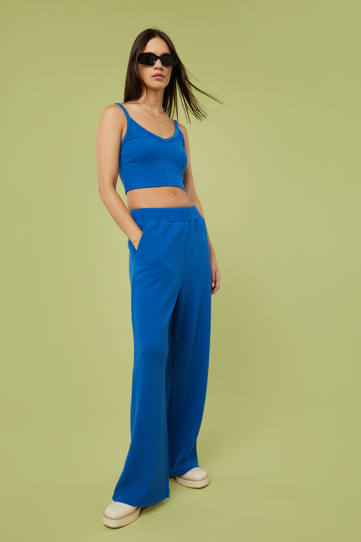 RIB-KNIT CROPPED TANK TOP in Classic Blue — alternate angle