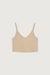 Rib-knit cropped tank top in dark beige — main image