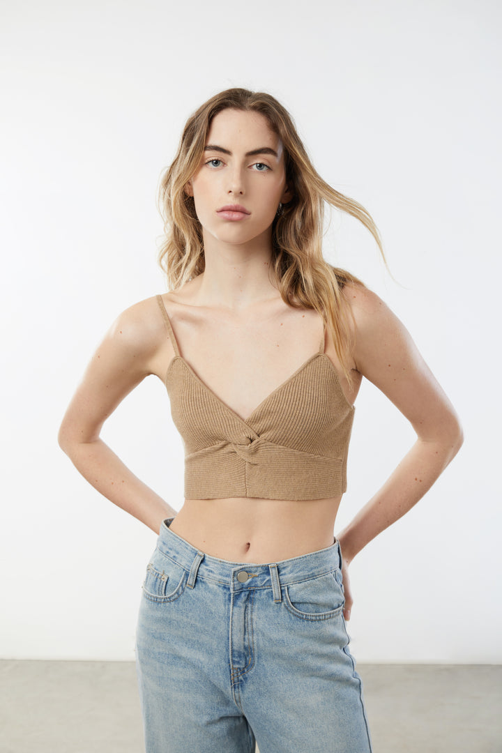 TWIST FRONT TANK in Toasted Almond — alternate angle