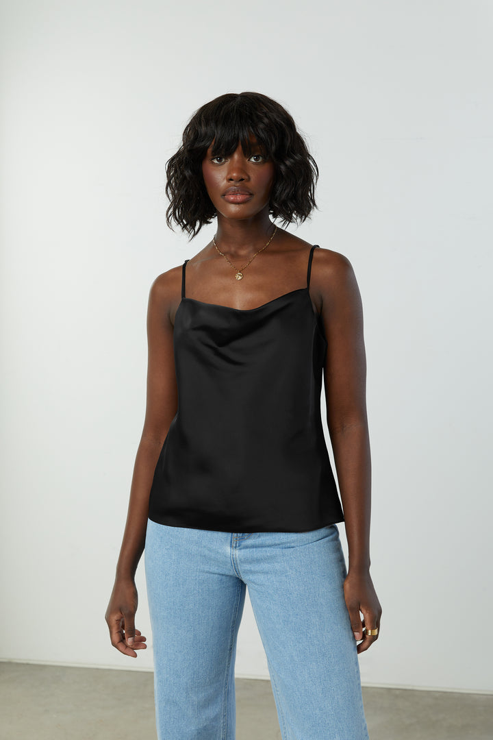 COWL NECK CAMISOLE in Black — alternate angle