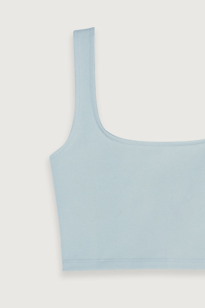 SQUARE NECK CROPPED TANK in Baby Blue — alternate angle