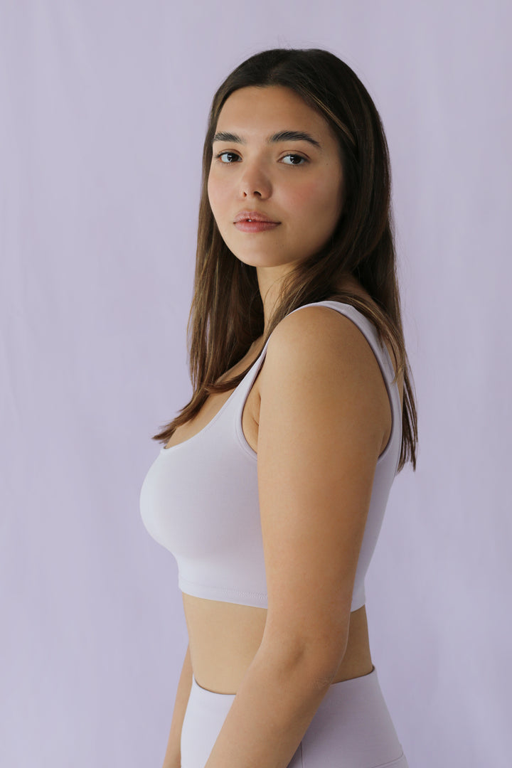 SQUARE NECK CROPPED TANK in Iris — alternate angle