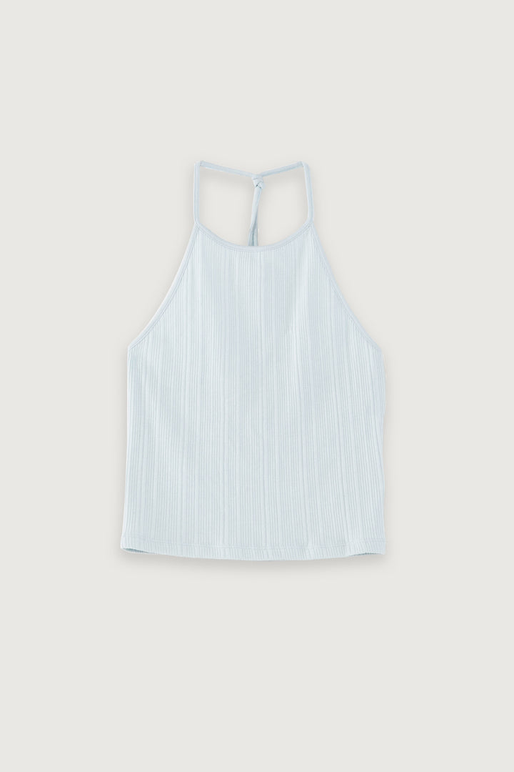 KNIT HALTER TANK in Baby Blue — alternate angle