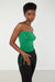 Tube top with cinch ties in green — main image