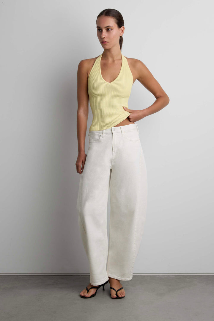 RIBBED KNIT HALTER TANK TOP in Lemonade — alternate angle