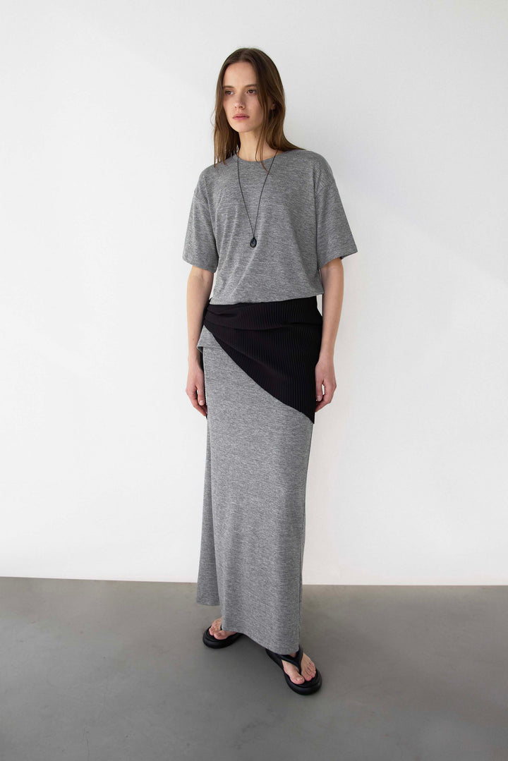 OVERSIZED TEXTURED TOP in Melange Grey — alternate angle