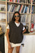 Cable knit vest in black — main image