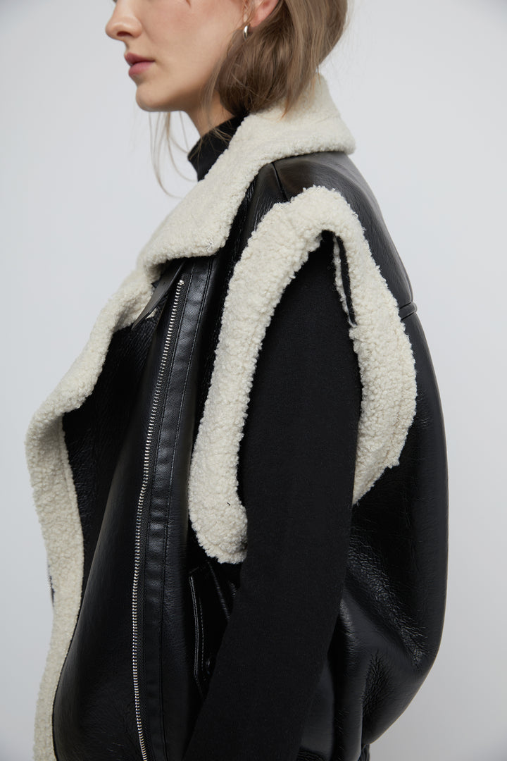 SHERPA LINED VEST in Cream — alternate angle