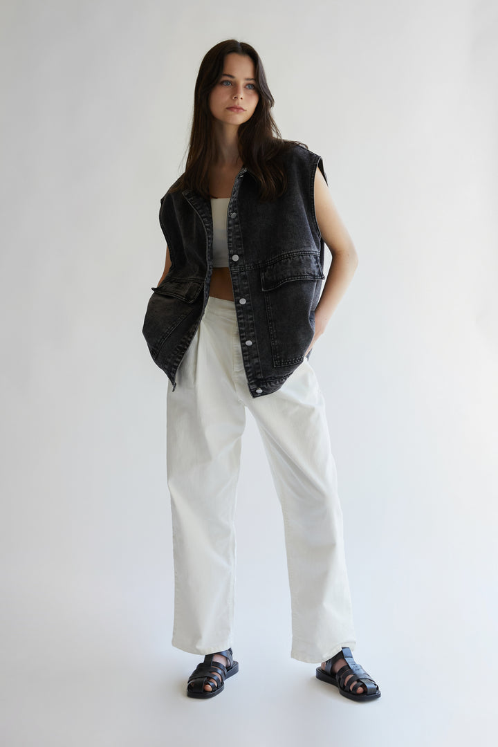 OVERSIZED DENIM VEST in Black — alternate angle