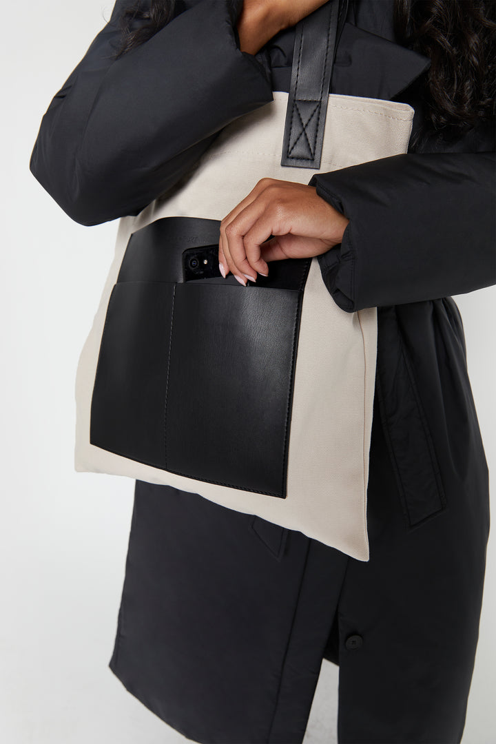 CANVAS TOTE WITH FRONT POCKET in NATURAL — alternate angle
