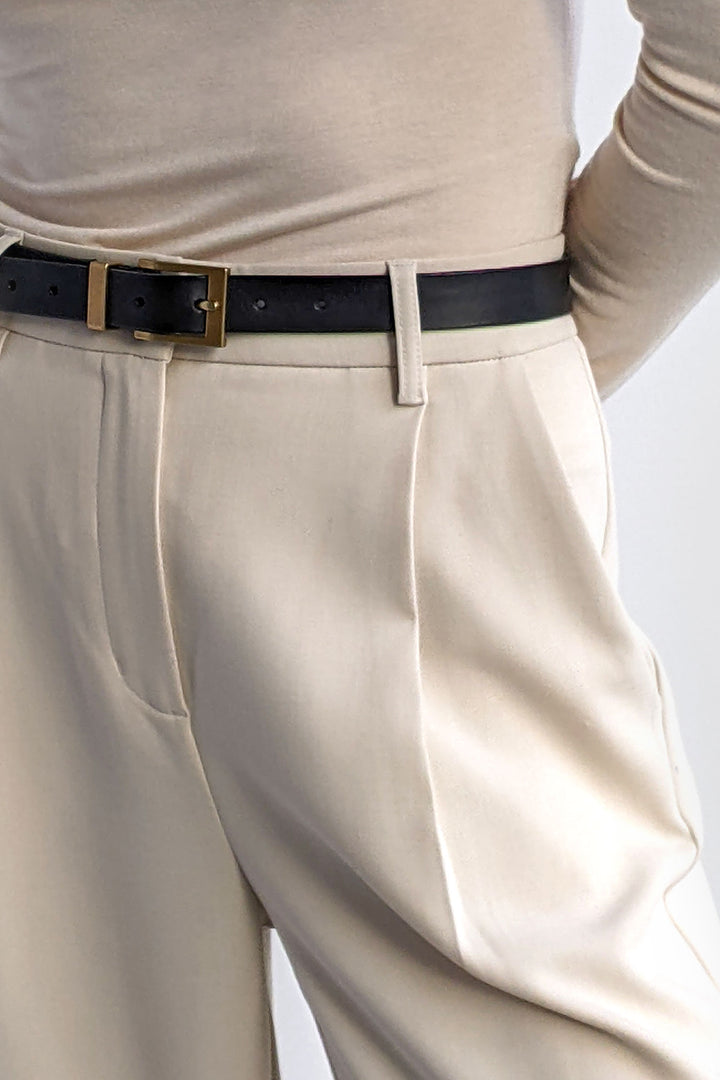 GENUINE LEATHER SQUARE BUCKLE BELT in Black — alternate angle