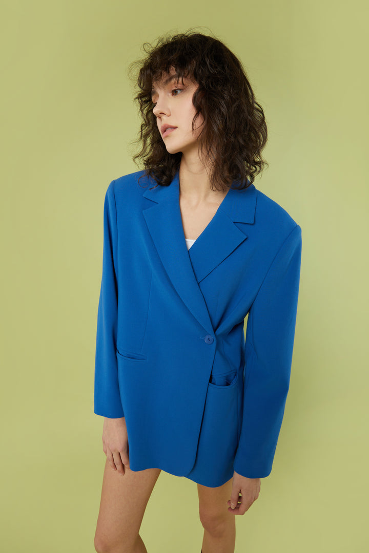 OVERSIZED CROSSOVER BLAZER in Classic Blue — alternate angle