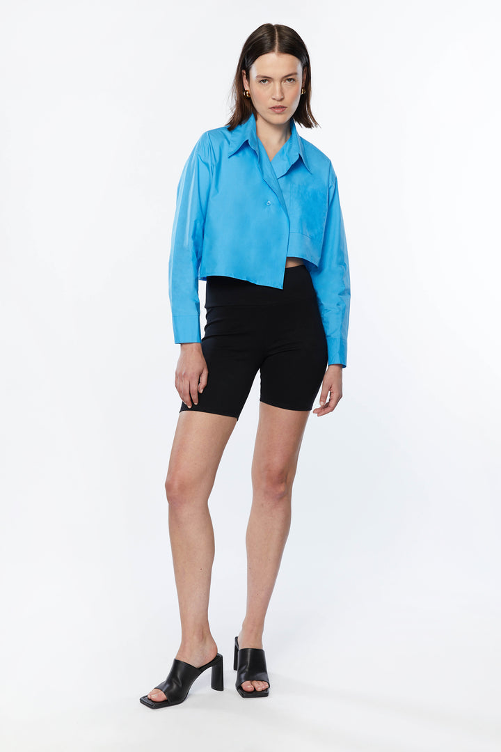 CROPPED SHIRT in Cobalt Blue — alternate angle