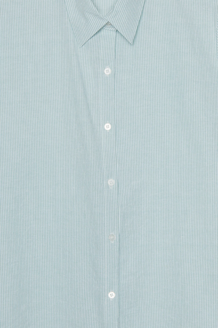 STRIPED SHORT SLEEVE SHIRT in Green Stripe — alternate angle