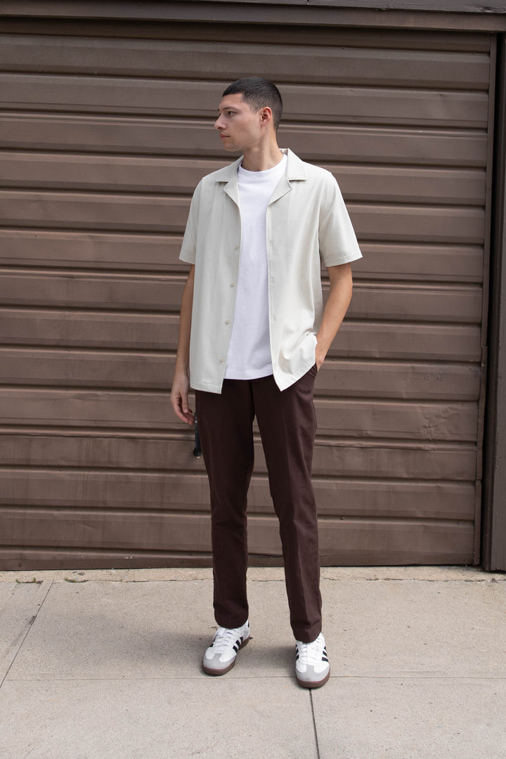 COLLARED SHORT SLEEVE SHIRT in Pelican — alternate angle