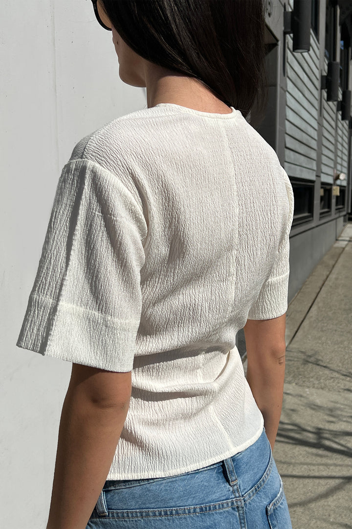 FRONT CUTOUT TOP in Coconut Milk — alternate angle