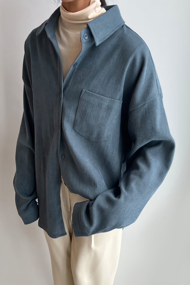 BUTTON UP SHIRT in Midnight Navy — alternate angle