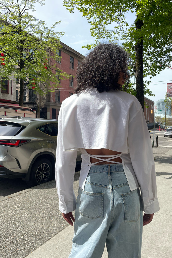 open back dress shirts Folded Open Back Shirt Pure White / L