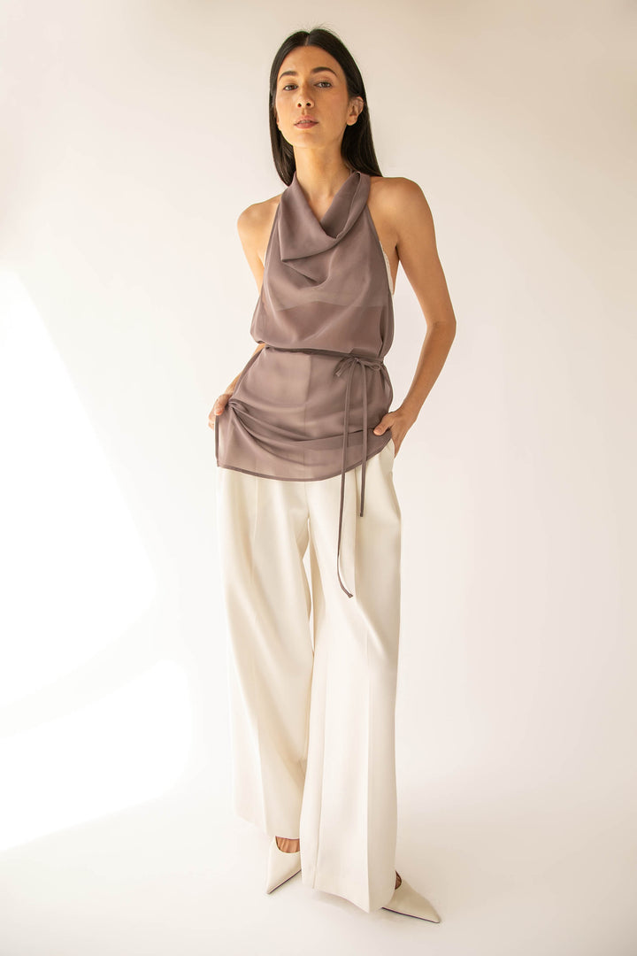 SHEER HALTER TOP in Sparrow — alternate angle