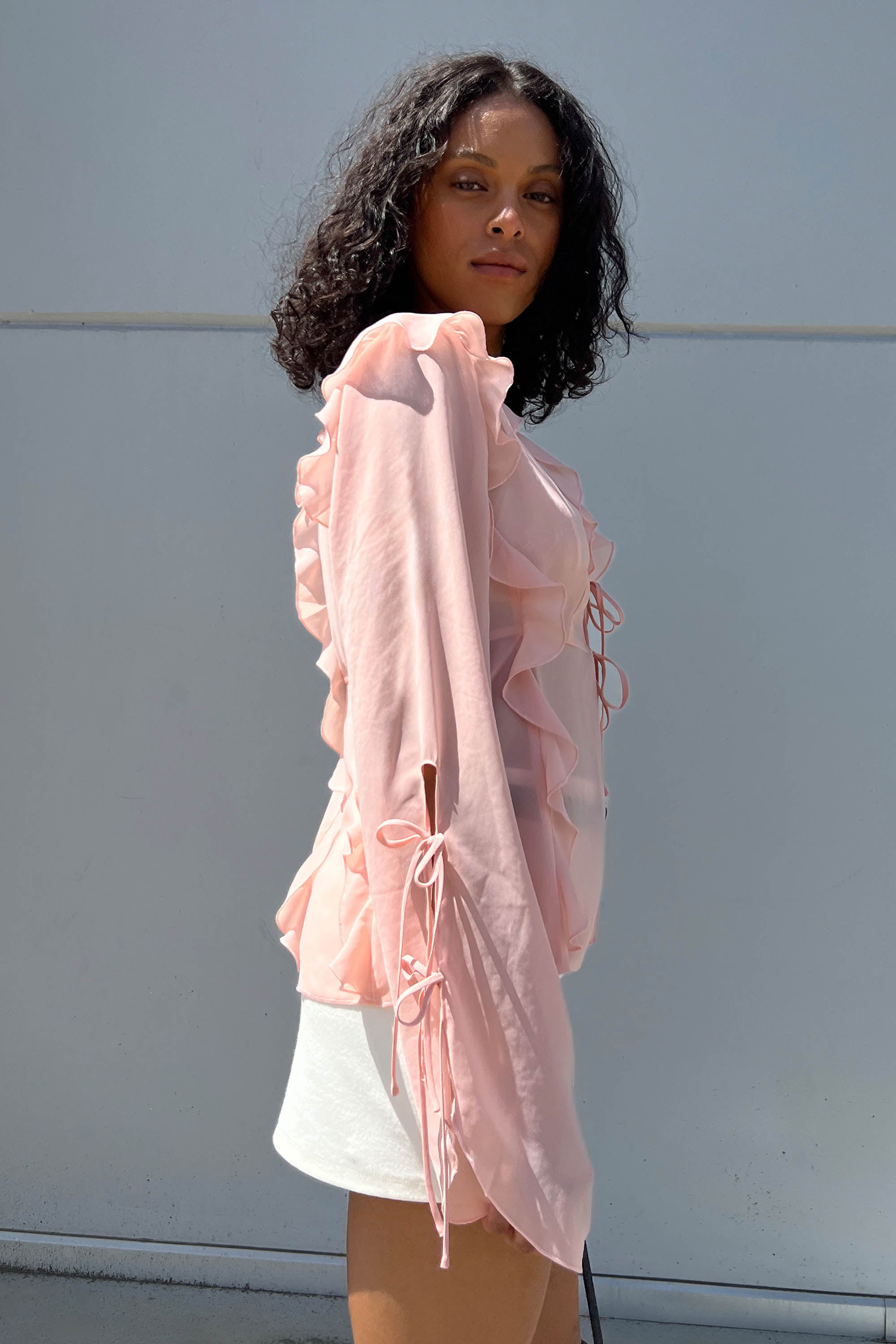 Chiffon Ruffled Blouse with Ties | OAK + FORT – OAK + FORT USA