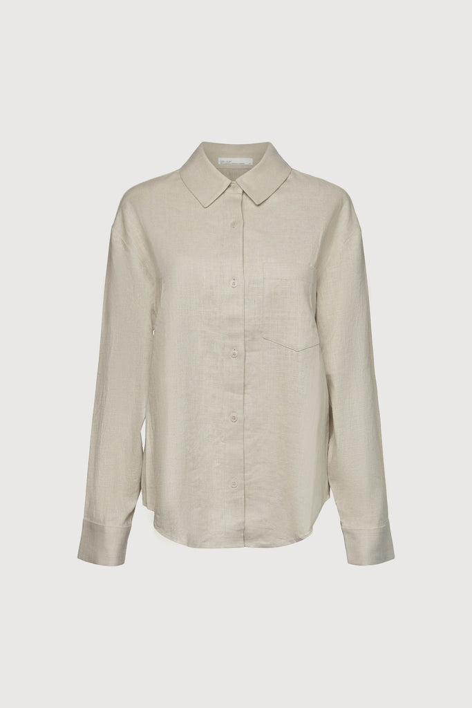 【argue】BOIL WASH SHEER LINEN SHIRT ベージュ Linen Blend Shirt | OAK + FORT – OAK + FORT USA