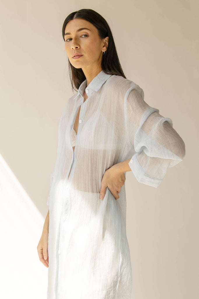 Long Sheer Button Up Shirt | OAK + FORT OAK + FORT USA Long Sheer Button Up Shirt | OAK + FORT OAK + FORT USA
