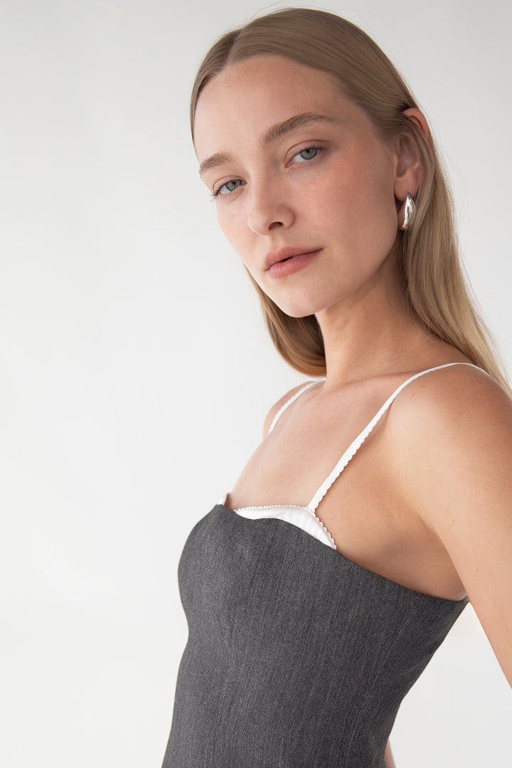 LAYERED CORSET TOP in Dark Heather Grey — alternate angle