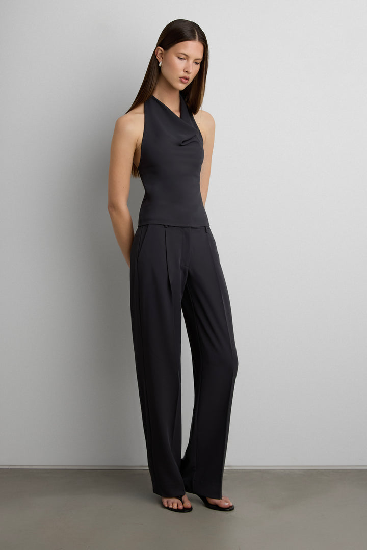 HALTER COWL NECK TOP in PHANTOM GREY — alternate angle