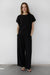 Crinkled rayon short sleeve top in black — main image