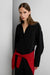 Lightweight crinkled shirt with back cinching buttons in black — main image