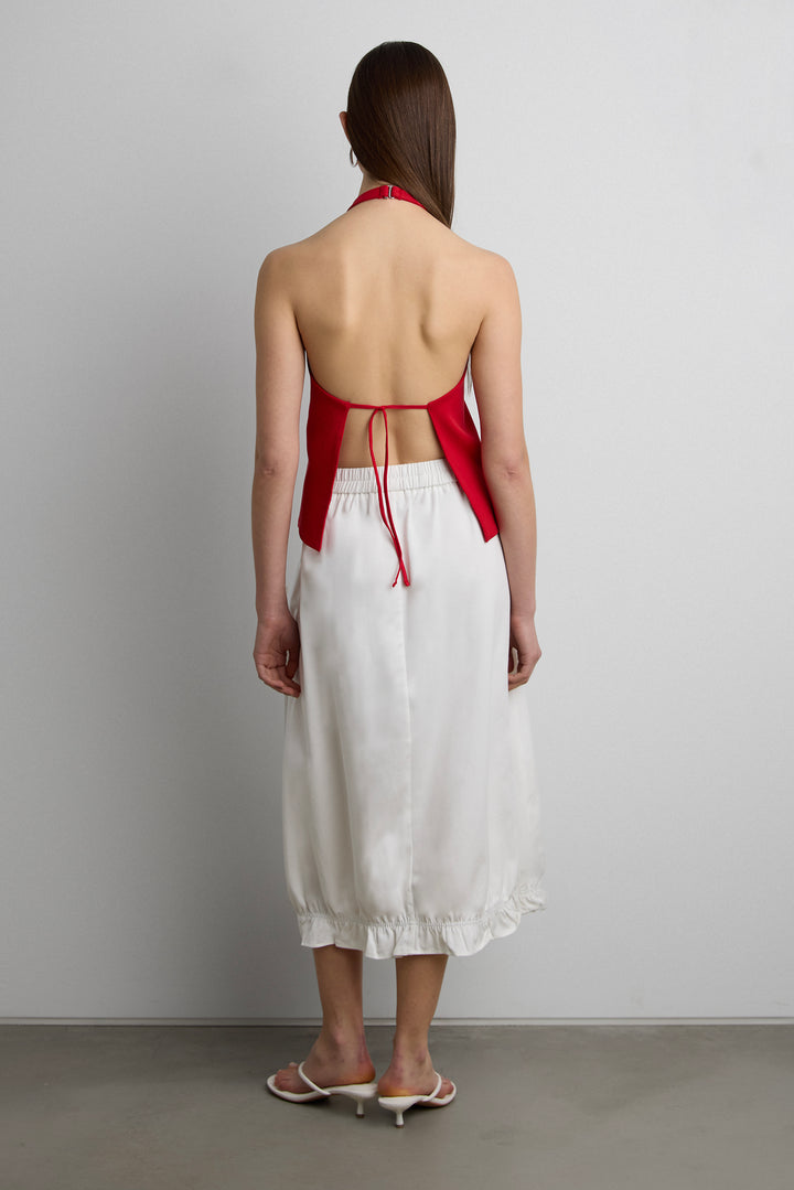 HALTER OPEN BACK TANK TOP in Cherry — alternate angle