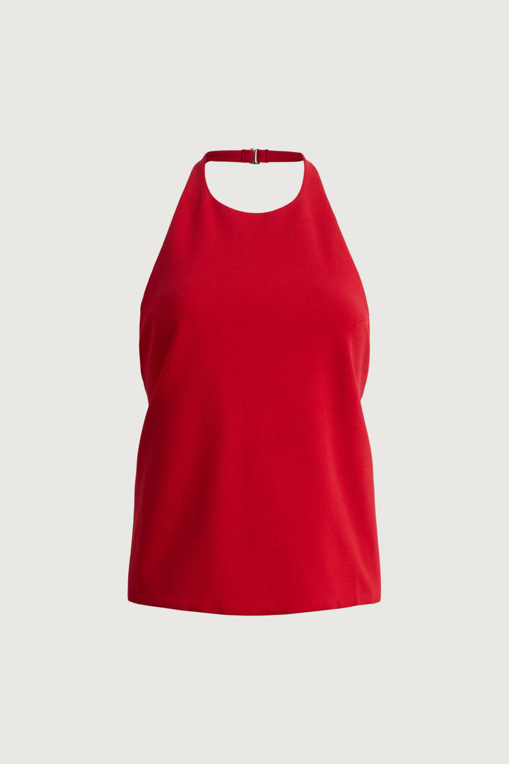 HALTER OPEN BACK TANK TOP in Cherry — alternate angle