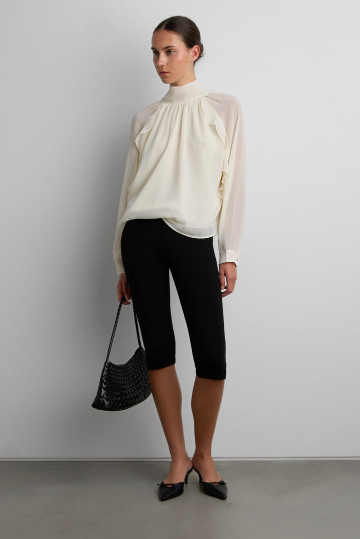 RUFFLED LONG SLEEVE BLOUSE in Vanilla Ice — alternate angle