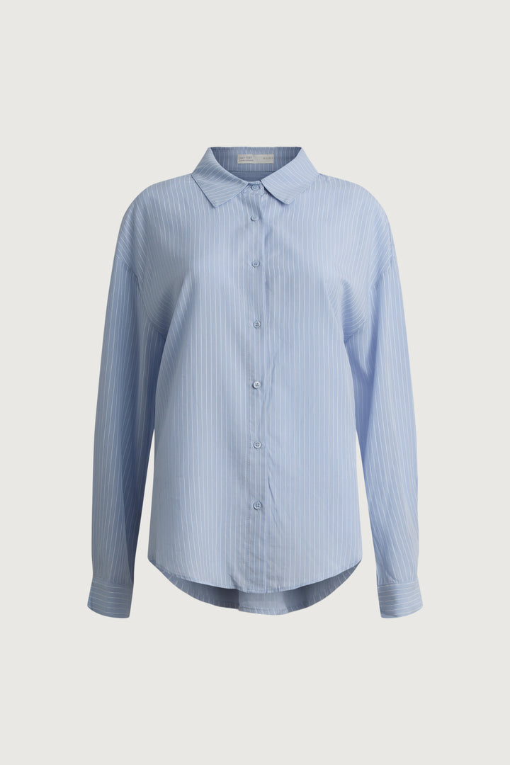 OVERSIZED PINSTRIPE SHIRT in Blue — alternate angle