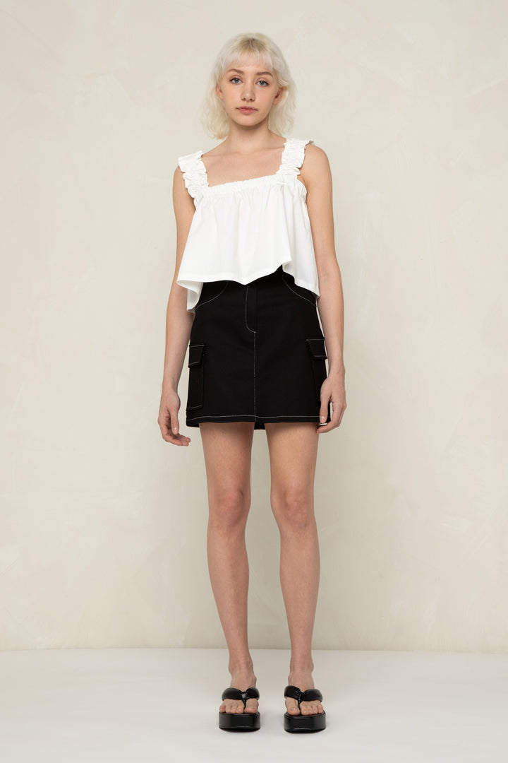 CROPPED SQUARE NECK TANK in White — alternate angle