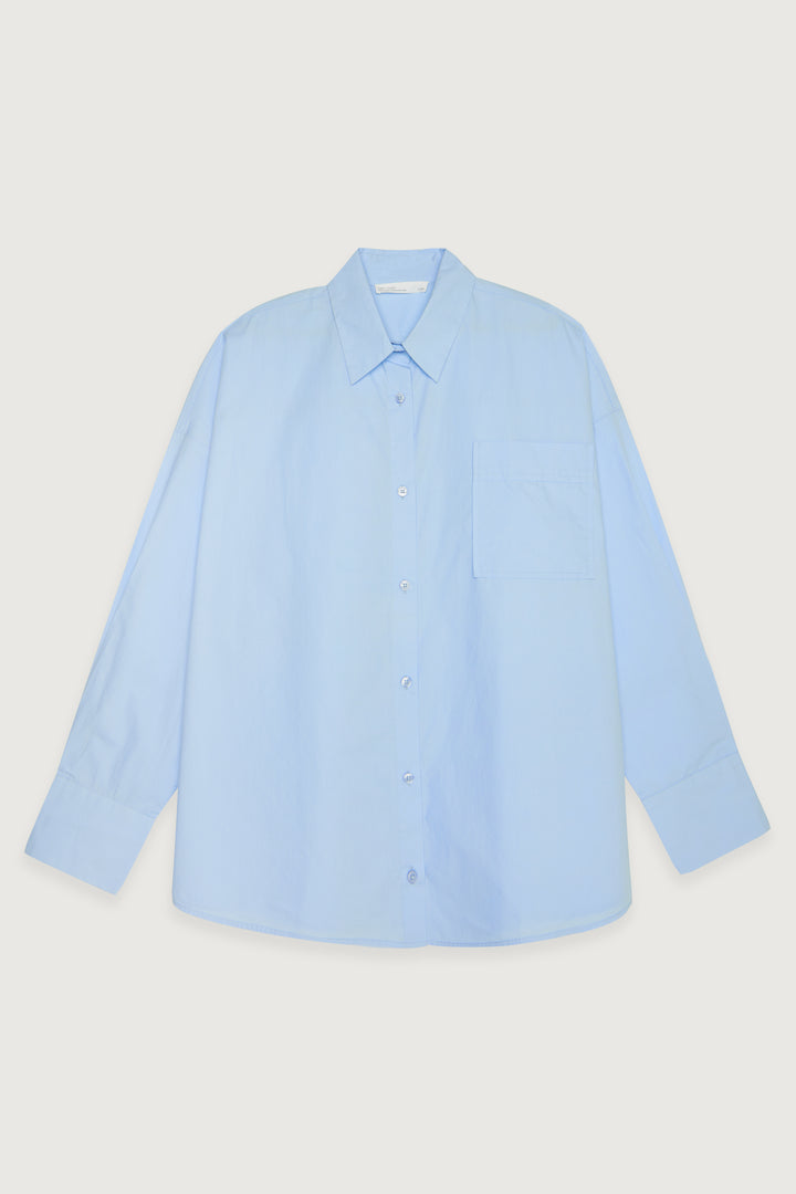 OVERSIZED POPLIN SHIRT in Cerulean — alternate angle
